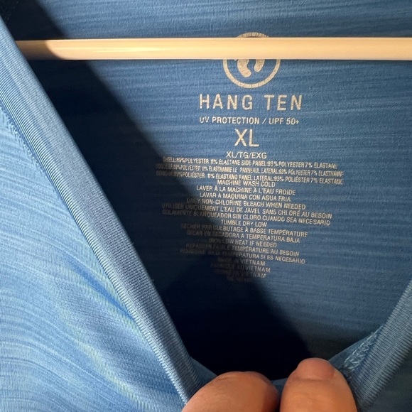 D18.18 Hang Ten Mens Long Sleeve Sun Tee (Light Blue, XL) - Picture 7 of 8